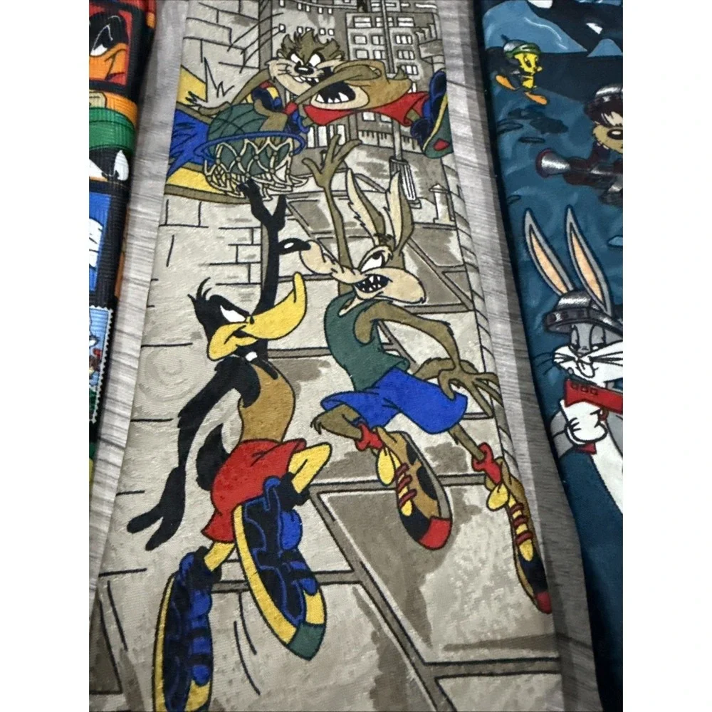 Looney Tunes Men's Neck Ties 1990s Warner Brothers Lot Of 3 Tweety, Bugs Etc